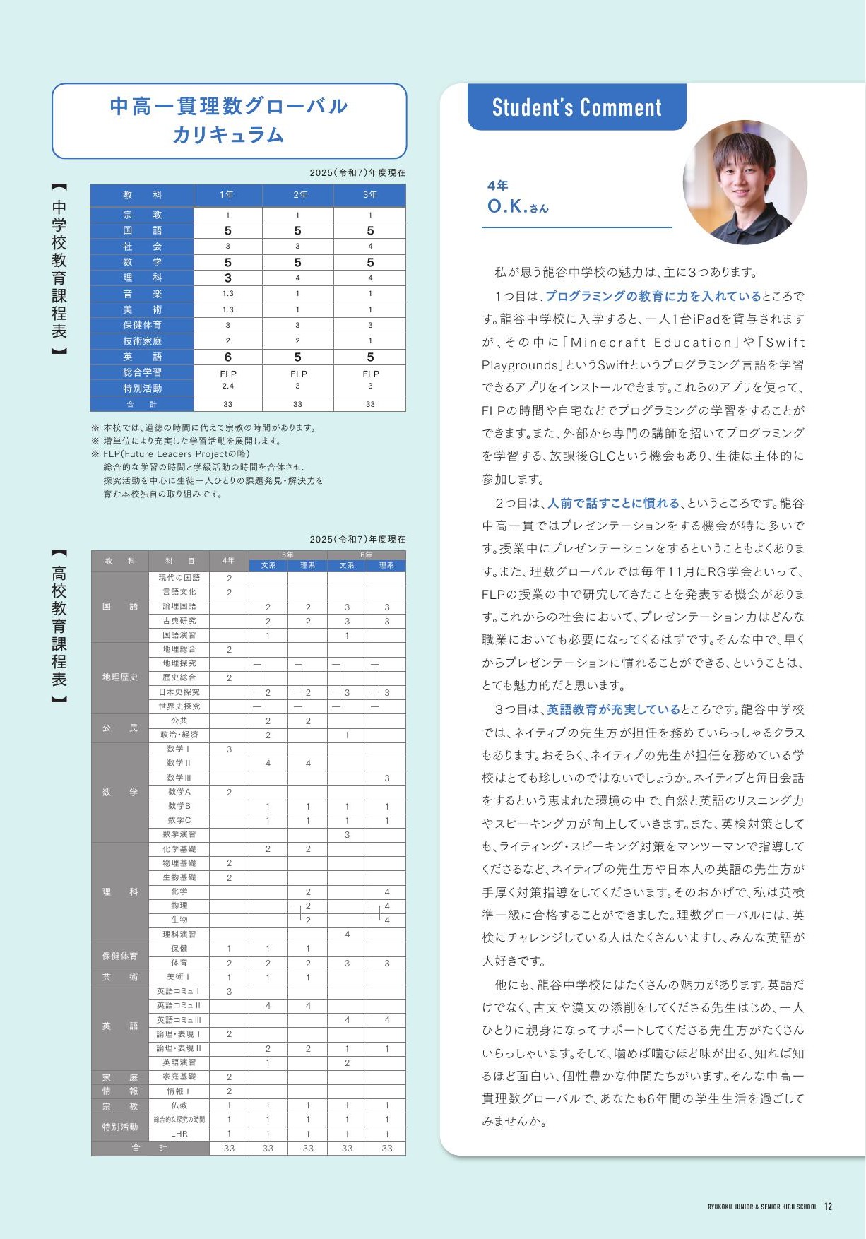 3年間の授業時間数比較表